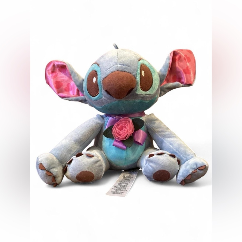 NWT 2023 Disney Lilo & Stitch Plush with Pink Rose Bow Valentine’s Day Small 10”